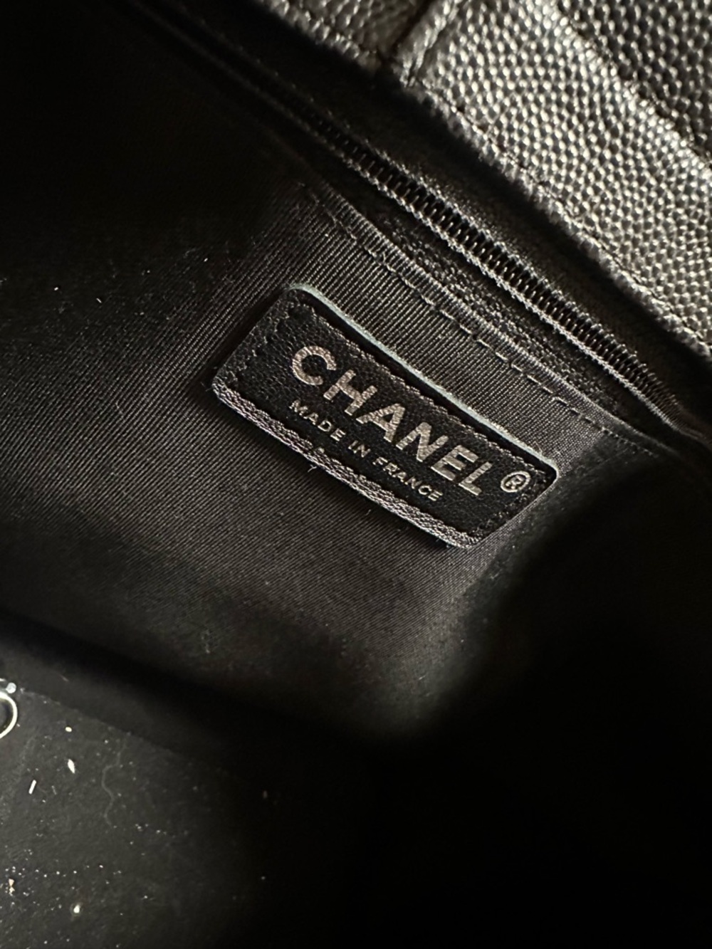 CHANEL Black Quilted Leather Tote with Silver Chain Handles - Picture 5 of 7